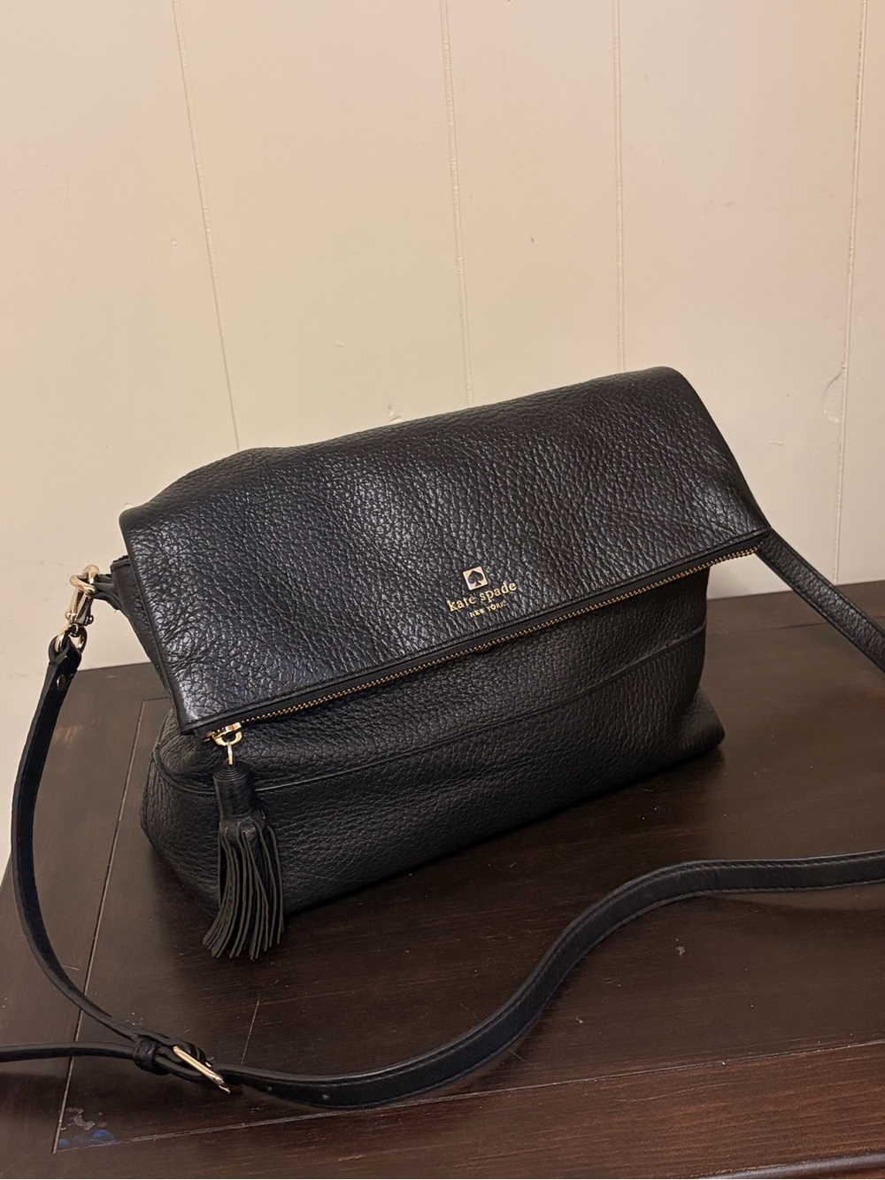 Kate Spade Cobble Hill Toddy Crossbody Black pebbled Leather Hobo Slouchy Purse